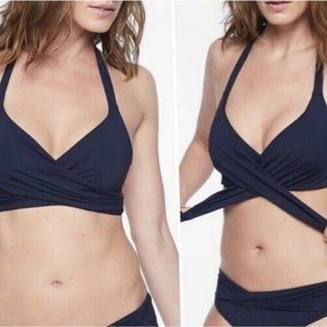 Athleta Bra Cup Wrap Halter Bikini Top Navy (Size 32 B/C) SALE!